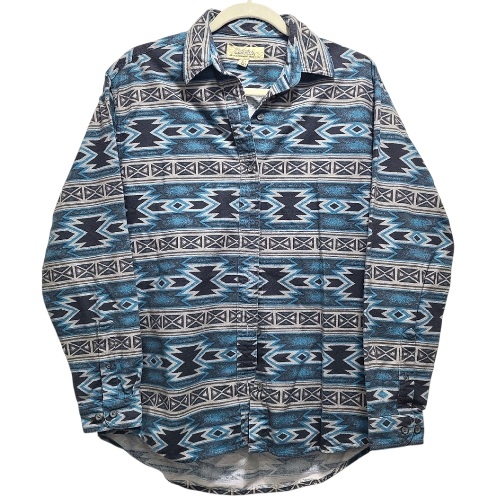 Men’s Cabelas Geometric Print Flannel Button‎ Down Shirt M